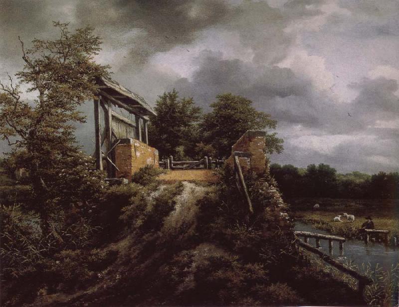 Jacob van Ruisdael Brick Bridge with a Sluice oil painting picture